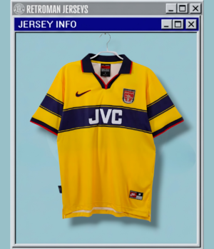 1997-98 Arsenal Away Jersey - Yellow/Navy JVC Retro