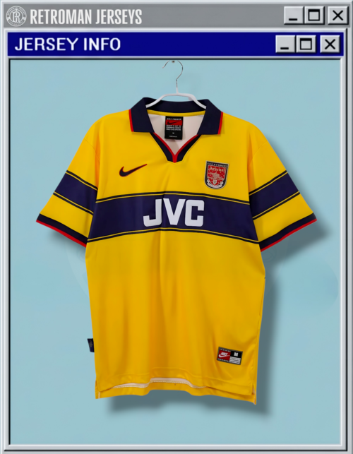1997-98 Arsenal Away Jersey - Yellow/Navy JVC Retro