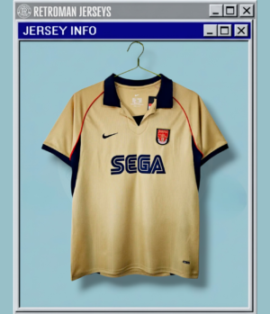2001-02 Arsenal Away Jersey - Gold/Sega Retro