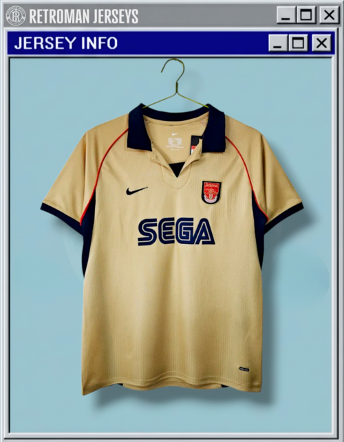 2001-02 Arsenal Away Jersey - Gold/Sega Retro