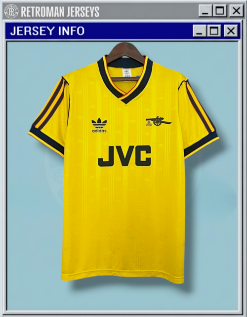 1986-87 Arsenal Away Jersey - Yellow Adidas Originals Retro