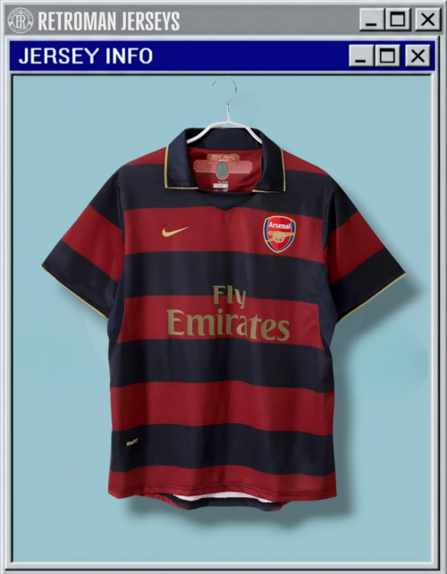 2007-08 Arsenal Third Jersey - Red/Navy Hoop "Gallas" Era Classic