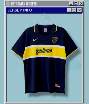 1996-97 Boca Juniors Home Jersey - Nike "Quilmes" Iconic White Stripes
