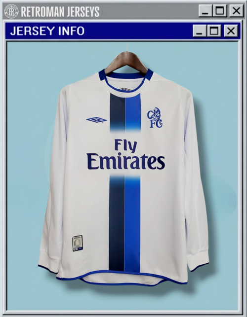 2003-04 Chelsea Away Long Sleeve Jersey - Umbro "Fly Emirates" Classic