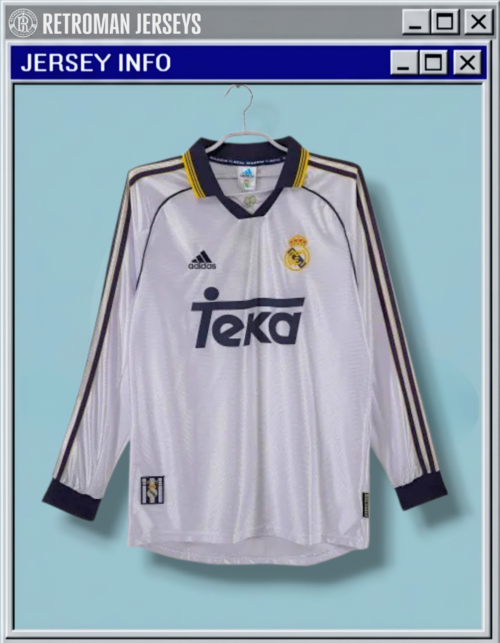 Real Madrid 1998-1999 Home Retro Jersey - Long Sleeve